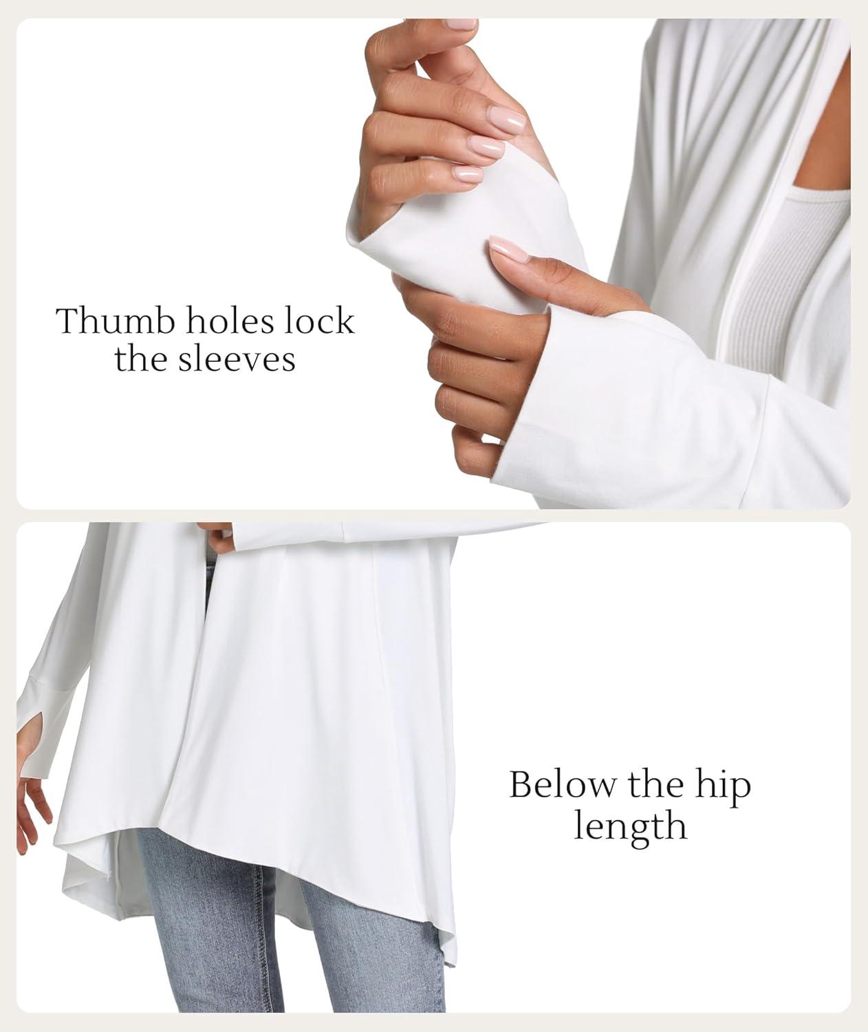 imageLazyCozy Womens Lightweight Long Sleeve Draped Cardigan Slouchy Open Front Cover Up Stretch Jersey SweaterWhite
