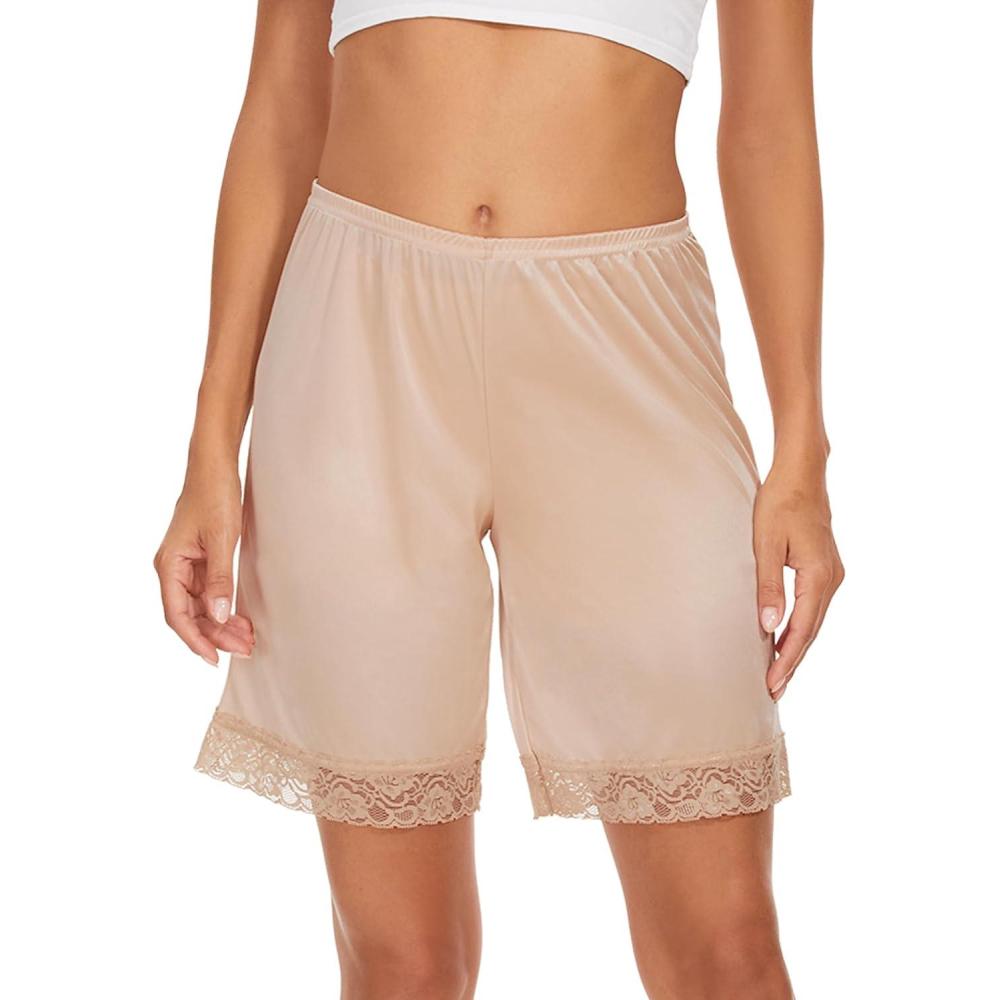 imageGYS Slip Shorts Culotte for Women Split Skirt Lace Pettipants BloomerB Nude