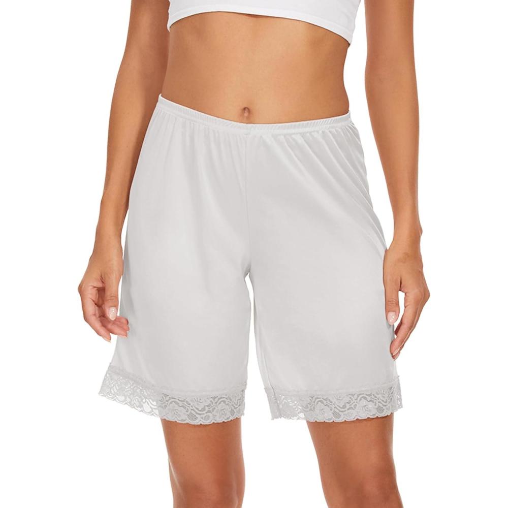 imageGYS Slip Shorts Culotte for Women Split Skirt Lace Pettipants BloomerB White