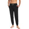 GYS Bamboo Viscose Men’s Pajama Bottoms Soft Solid Jogger Sleep Pants with Pockets and Drawstring(Black)