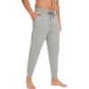 GYS Bamboo Viscose Men’s Pajama Bottoms Soft Solid Jogger Sleep Pants with Pockets and Drawstring(Light Heather Grey)