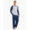 GYS Bamboo Viscose Men’s Pajama Sets Long Sleeve 2 Piece Lounge Set with Pockets(Deep Blue)