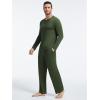 GYS Bamboo Viscose Men’s Pajama Sets Long Sleeve Crew Neck Lounge Set with Pockets(Army Green)