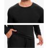 GYS Bamboo Viscose Men’s Pajama Sets Long Sleeve Crew Neck Lounge Set with Pockets(Black)