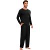 GYS Bamboo Viscose Men’s Pajama Sets Long Sleeve Crew Neck Lounge Set with Pockets(Black)