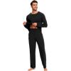 GYS Bamboo Viscose Men’s Pajama Sets Long Sleeve Crew Neck Lounge Set with Pockets(Black)