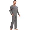 GYS Bamboo Viscose Men’s Pajama Sets Long Sleeve Crew Neck Lounge Set with Pockets(Dark Heather Grey)