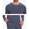 GYS Bamboo Viscose Men’s Pajama Sets Long Sleeve Crew Neck Lounge Set with Pockets(Deep Blue)