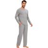 GYS Bamboo Viscose Men’s Pajama Sets Long Sleeve Crew Neck Lounge Set with Pockets(Heather Grey)
