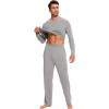 GYS Bamboo Viscose Men’s Pajama Sets Long Sleeve Crew Neck Lounge Set with Pockets(Heather Grey)
