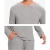 GYS Bamboo Viscose Men’s Pajama Sets Long Sleeve Crew Neck Lounge Set with Pockets(Heather Grey)