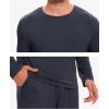 GYS Bamboo Viscose Men’s Pajama Sets Long Sleeve Crew Neck Lounge Set with Pockets(Midnight Blue)