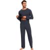 GYS Bamboo Viscose Men’s Pajama Sets Long Sleeve Crew Neck Lounge Set with Pockets(Midnight Blue)