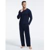 GYS Bamboo Viscose Men’s Pajama Sets Long Sleeve Crew Neck Lounge Set with Pockets(Navy)