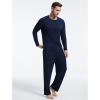 GYS Bamboo Viscose Men’s Pajama Sets Long Sleeve Crew Neck Lounge Set with Pockets(Navy)