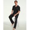 GYS Bamboo Viscose Men’s Pajama Sets Short Sleeve Notch Collar Lounge Set with Pockets(Black)