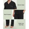 GYS Bamboo Viscose Men’s Pajama Sets Short Sleeve Notch Collar Lounge Set with Pockets(Black)