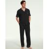 GYS Bamboo Viscose Men’s Pajama Sets Short Sleeve Notch Collar Lounge Set with Pockets(Black)
