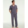 GYS Bamboo Viscose Men’s Pajama Sets Short Sleeve Notch Collar Lounge Set with Pockets(Dark Grey)