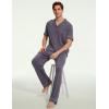 GYS Bamboo Viscose Men’s Pajama Sets Short Sleeve Notch Collar Lounge Set with Pockets(Dark Grey)
