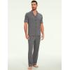 GYS Bamboo Viscose Men’s Pajama Sets Short Sleeve Notch Collar Lounge Set with Pockets(Dark Heather Grey)
