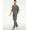 GYS Bamboo Viscose Men’s Pajama Sets Short Sleeve Notch Collar Lounge Set with Pockets(Dark Heather Grey)