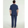 GYS Bamboo Viscose Men’s Pajama Sets Short Sleeve Notch Collar Lounge Set with Pockets(Deep Blue)