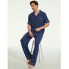 GYS Bamboo Viscose Men’s Pajama Sets Short Sleeve Notch Collar Lounge Set with Pockets(Deep Blue)