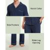 GYS Bamboo Viscose Men’s Pajama Sets Short Sleeve Notch Collar Lounge Set with Pockets(Deep Blue)