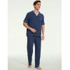 GYS Bamboo Viscose Men’s Pajama Sets Short Sleeve Notch Collar Lounge Set with Pockets(Deep Blue)