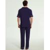 GYS Bamboo Viscose Men’s Pajama Sets Short Sleeve Notch Collar Lounge Set with Pockets(Navy)