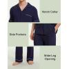 GYS Bamboo Viscose Men’s Pajama Sets Short Sleeve Notch Collar Lounge Set with Pockets(Navy)