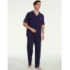 GYS Bamboo Viscose Men’s Pajama Sets Short Sleeve Notch Collar Lounge Set with Pockets(Navy)