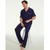 GYS Bamboo Viscose Men’s Pajama Sets Short Sleeve Notch Collar Lounge Set with Pockets(Navy)