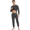 GYS Bamboo Viscose Men’s Pajama Sets Soft Long Sleeve Lounge Set with Pockets(Black Melange)