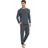 GYS Bamboo Viscose Men’s Pajama Sets Soft Long Sleeve Lounge Set with Pockets(Grayish Blue)