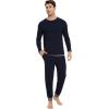 GYS Bamboo Viscose Men’s Pajama Sets Soft Long Sleeve Lounge Set with Pockets(Navy)