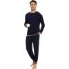 GYS Bamboo Viscose Men’s Pajama Sets Soft Long Sleeve Lounge Set with Pockets(Navy)