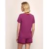 GYS Bamboo Viscose Pajamas for Women Set, Soft Short Sleeve Top and Shorts Sleepwear, Comfy Lightweight Lounge Pajama Set(Dark Purple)