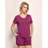 GYS Bamboo Viscose Pajamas for Women Set, Soft Short Sleeve Top and Shorts Sleepwear, Comfy Lightweight Lounge Pajama Set(Dark Purple)