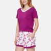 GYS Bamboo Viscose Pajamas for Women Set, Soft Short Sleeve Top and Shorts Sleepwear, Comfy Lightweight Lounge Pajama Set(Deep Purple)