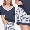 GYS Bamboo Viscose Pajamas for Women Set, Soft Short Sleeve Top and Shorts Sleepwear, Comfy Lightweight Lounge Pajama Set(Midnight Blue)