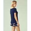GYS Bamboo Viscose Pajamas for Women Set, Soft Short Sleeve Top and Shorts Sleepwear, Comfy Lightweight Lounge Pajama Set(Navy Flowers)