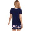 GYS Bamboo Viscose Pajamas for Women Set, Soft Short Sleeve Top and Shorts Sleepwear, Comfy Lightweight Lounge Pajama Set(Navy Peony)