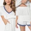 GYS Bamboo Viscose Pajamas for Women Set, Soft Short Sleeve Top and Shorts Sleepwear, Comfy Lightweight Lounge Pajama Set(Oat Leopard)