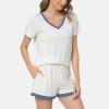 GYS Bamboo Viscose Pajamas for Women Set, Soft Short Sleeve Top and Shorts Sleepwear, Comfy Lightweight Lounge Pajama Set(Oat Leopard)