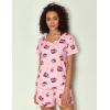 GYS Bamboo Viscose Pajamas for Women Set, Soft Short Sleeve Top and Shorts Sleepwear, Comfy Lightweight Lounge Pajama Set(Pink Coffee Cup)