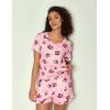GYS Bamboo Viscose Pajamas for Women Set, Soft Short Sleeve Top and Shorts Sleepwear, Comfy Lightweight Lounge Pajama Set(Pink Coffee Cup)