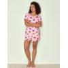 GYS Bamboo Viscose Pajamas for Women Set, Soft Short Sleeve Top and Shorts Sleepwear, Comfy Lightweight Lounge Pajama Set(Pink Coffee Cup)