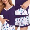 GYS Bamboo Viscose Pajamas for Women Set, Soft Short Sleeve Top and Shorts Sleepwear, Comfy Lightweight Lounge Pajama Set(Purple Dots)